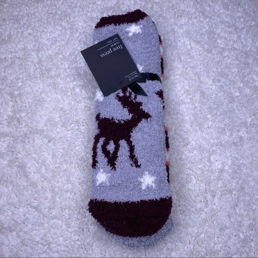 Free Press Cozy Socks Deer and Stars OS